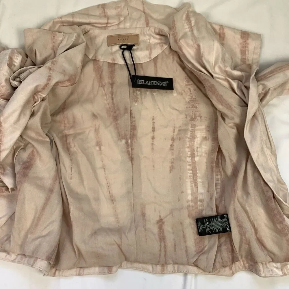 Anthropologie BlankNYC Hippie Dippe Faux Suede Jacket XS Pink Cream Moto Boho - Picture 9 of 13